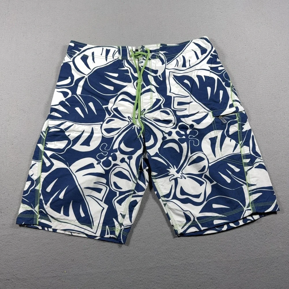 Tori Richard Shorts Mens XL Blue‎ Floral Swim Trunks Hawaiian Tropical Print